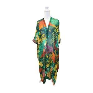 New Nazila Couture Vibrant Floral Sheer Duster – One Size